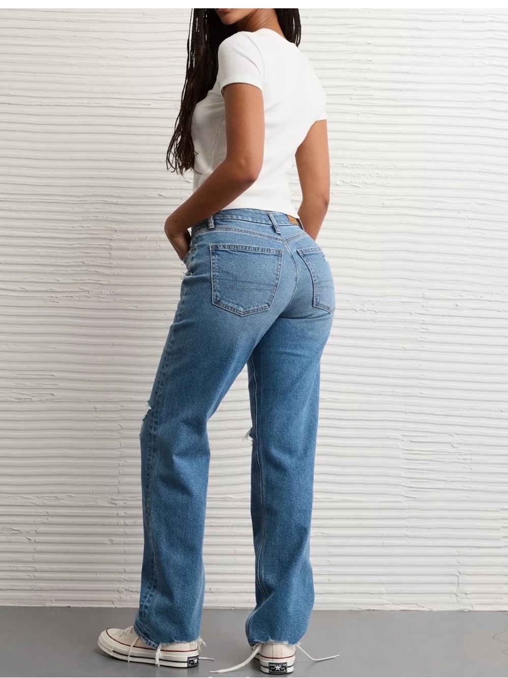 AE High-Rise Curvy Straight Leg Jeans - Light Blue 10R